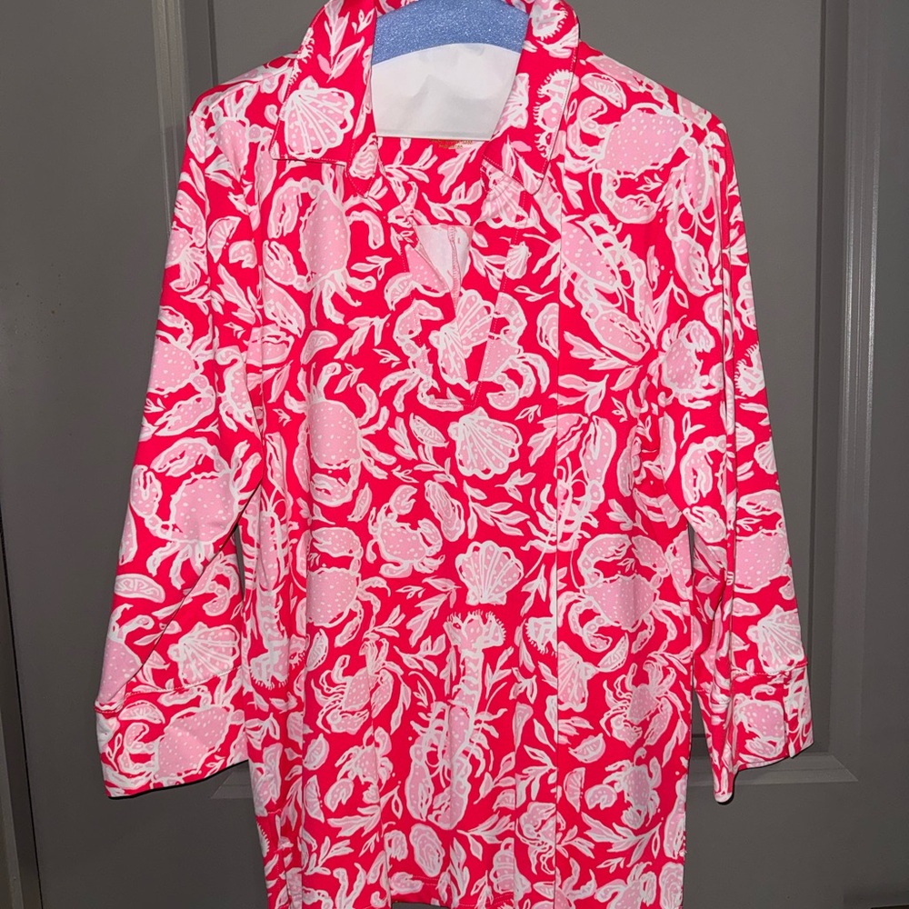 Lilly Pulitzer Vibrant Pink and White Trench Coat
